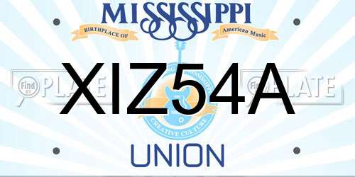 XIZ54A Mississippi License Plate