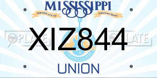 XIZ844 Mississippi License Plate