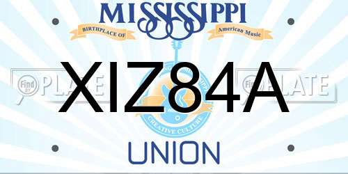 XIZ84A Mississippi License Plate