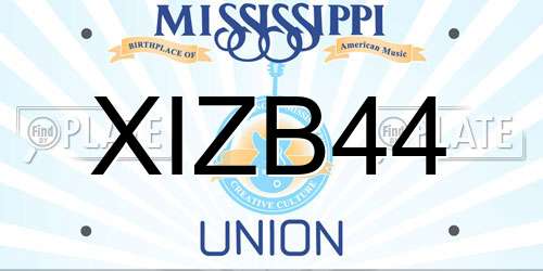 XIZB44 Mississippi License Plate
