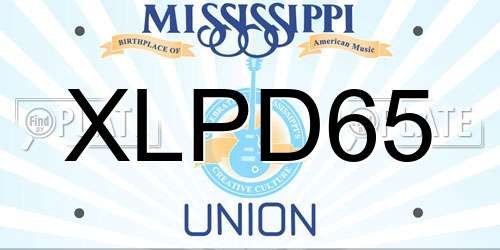 XLPD65 Mississippi License Plate