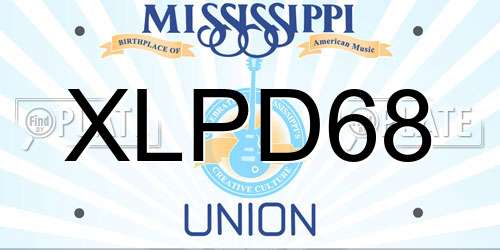 XLPD68 Mississippi License Plate