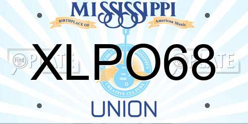 XLPO68 Mississippi License Plate
