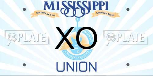 XO Mississippi License Plate