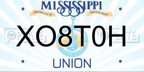 XO8T0H Mississippi License Plate