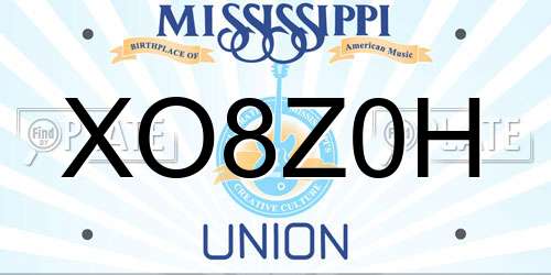 XO8Z0H Mississippi License Plate