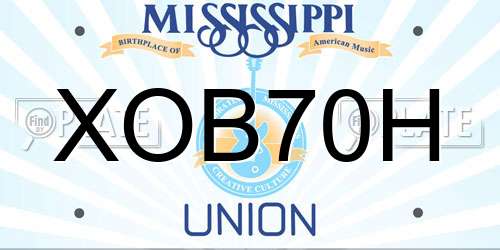 XOB70H Mississippi License Plate