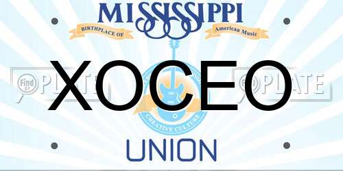 XOCEO Mississippi License Plate