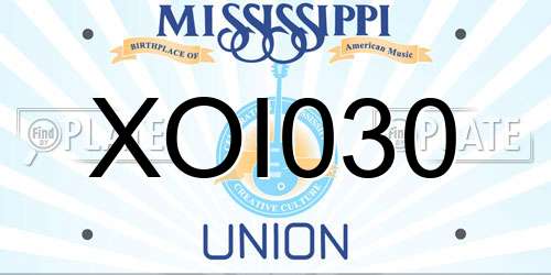 XOI030 Mississippi License Plate