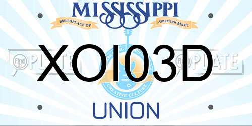 XOI03D Mississippi License Plate