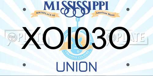 XOI03O Mississippi License Plate