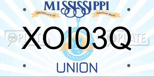 XOI03Q Mississippi License Plate