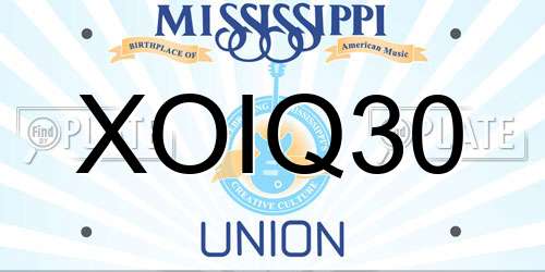XOIQ30 Mississippi License Plate