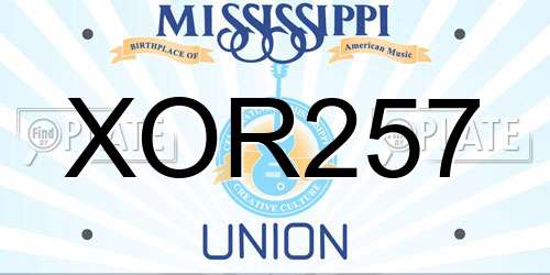 XOR257 Mississippi License Plate