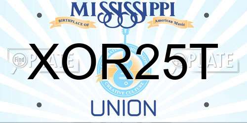 XOR25T Mississippi License Plate