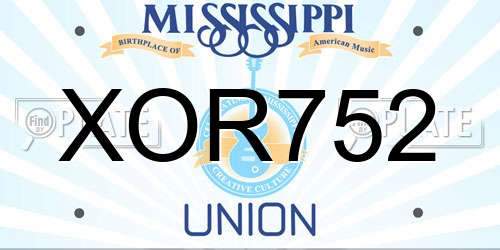 XOR752 Mississippi License Plate