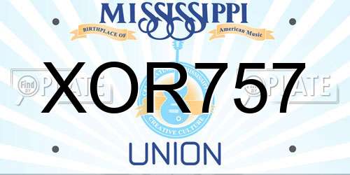 XOR757 Mississippi License Plate