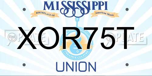 XOR75T Mississippi License Plate