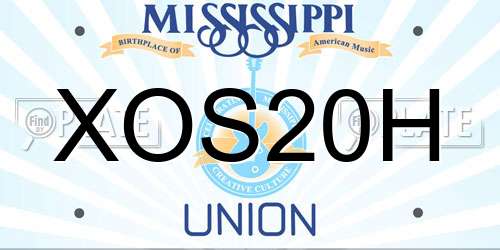 XOS20H Mississippi License Plate