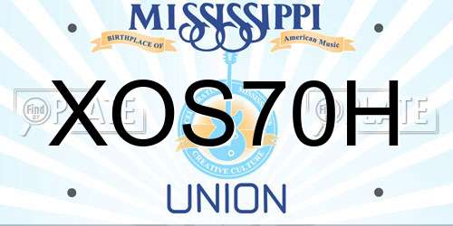 XOS70H Mississippi License Plate