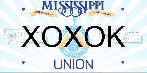 XOXOK Mississippi License Plate