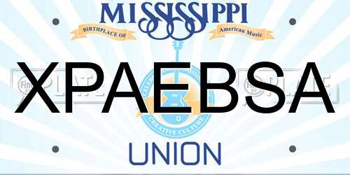 XPAEBSA Mississippi License Plate
