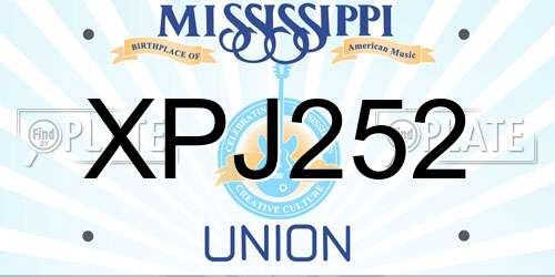 XPJ252 Mississippi License Plate