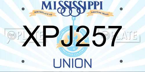 XPJ257 Mississippi License Plate