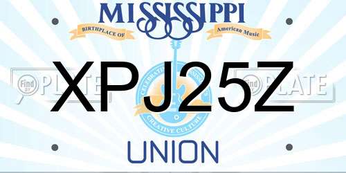 XPJ25Z Mississippi License Plate