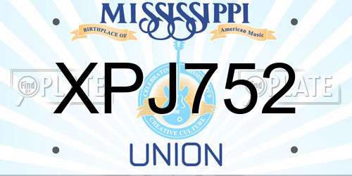 XPJ752 Mississippi License Plate