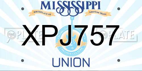 XPJ757 Mississippi License Plate