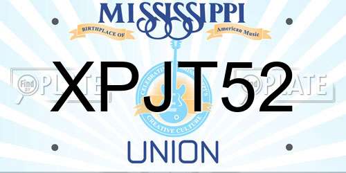 XPJT52 Mississippi License Plate