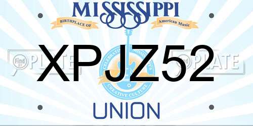 XPJZ52 Mississippi License Plate