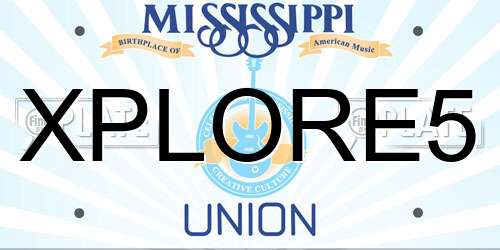 XPLORE5 Mississippi License Plate