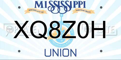 XQ8Z0H Mississippi License Plate