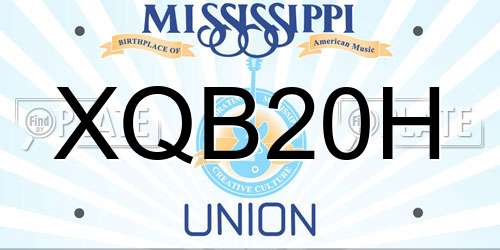 XQB20H Mississippi License Plate