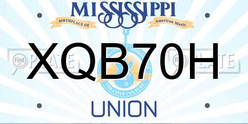 XQB70H Mississippi License Plate