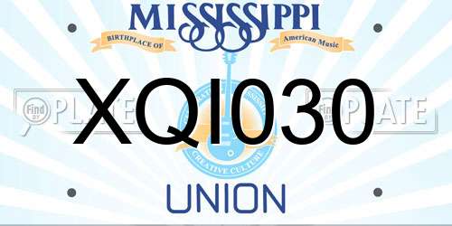 XQI030 Mississippi License Plate
