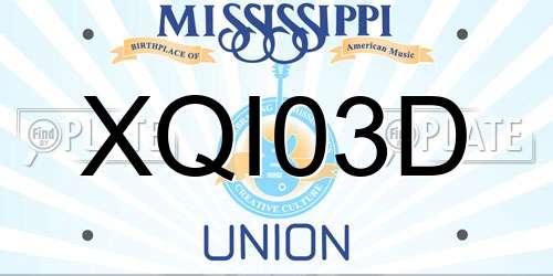 XQI03D Mississippi License Plate