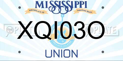 XQI03O Mississippi License Plate