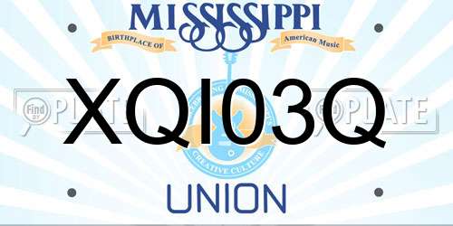 XQI03Q Mississippi License Plate