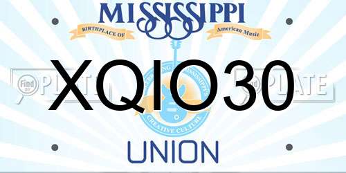 XQIO30 Mississippi License Plate