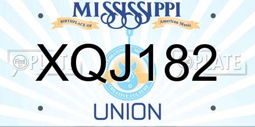 XQJ182 Mississippi License Plate