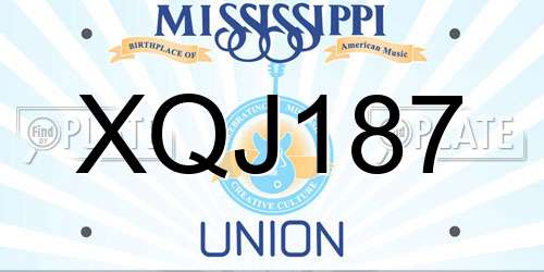 XQJ187 Mississippi License Plate