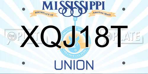 XQJ18T Mississippi License Plate