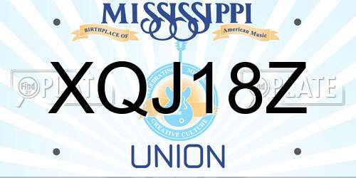 XQJ18Z Mississippi License Plate