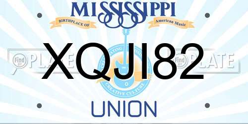 XQJI82 Mississippi License Plate