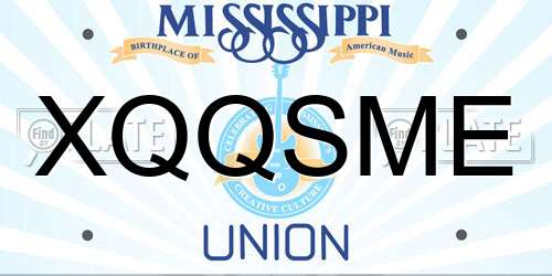 XQQSME Mississippi License Plate