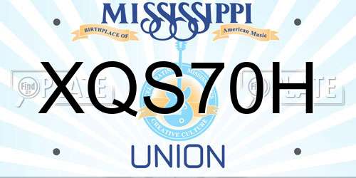 XQS70H Mississippi License Plate