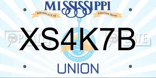 XS4K7B Mississippi License Plate